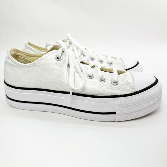 Converse Chuck Taylor All Star Platform White Canvas Low Top Sneakers W US 7.5 - Picture 5 of 9